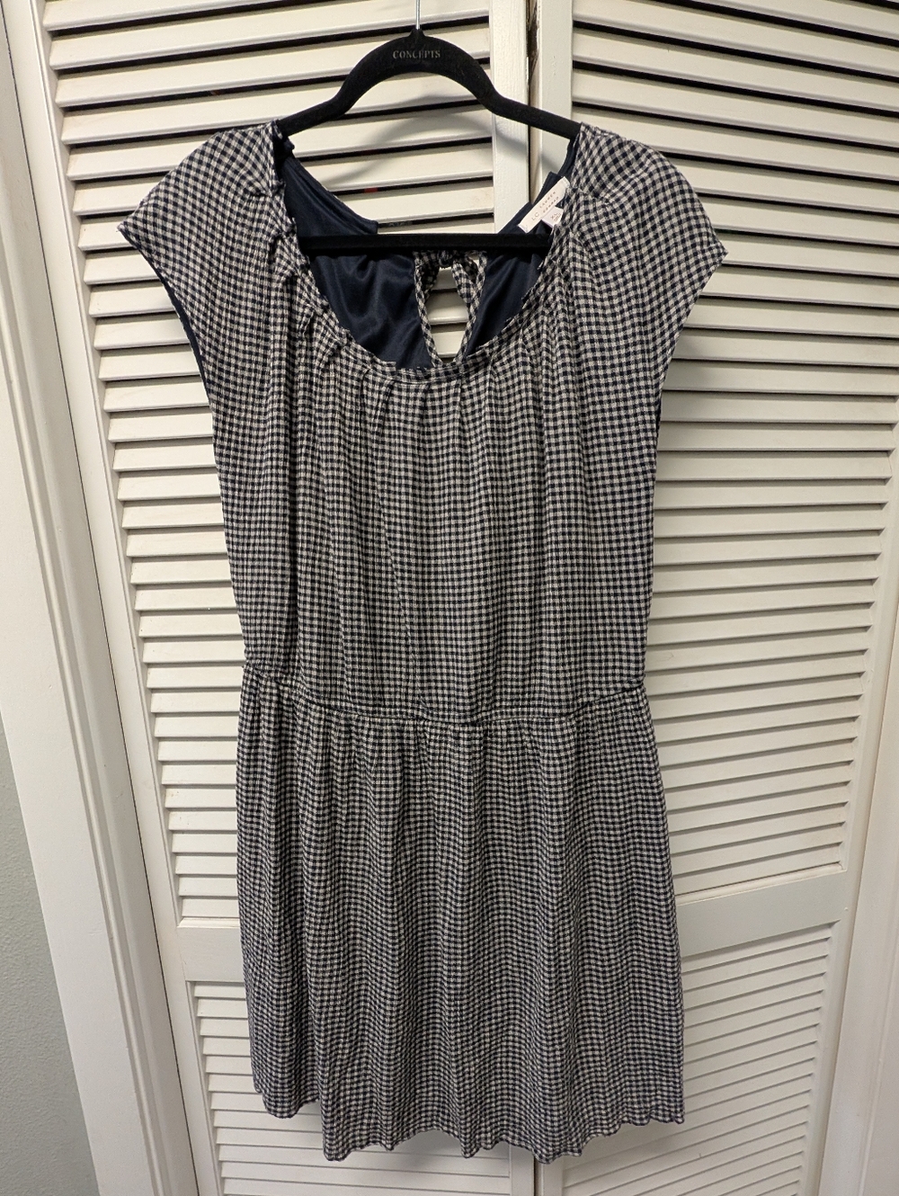 Navy and White Gingham Short Sleeve Dress